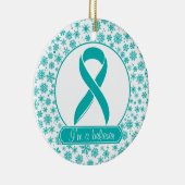 Aquamarine Schneeflocke-Eierstockkrebs-Verzierung Keramikornament (Rechts)