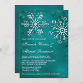 Aquamarine Schneeflocke-Hochzeits-Einladungen Einladung (Vorne/Hinten)