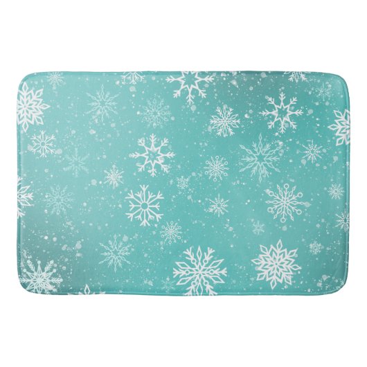 Aquamarine Schneeflocken Badematte (Vorderseite)