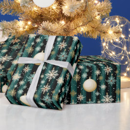 Aquamarine Schneeflocken & Dekorationen Weihnachte Geschenkpapier