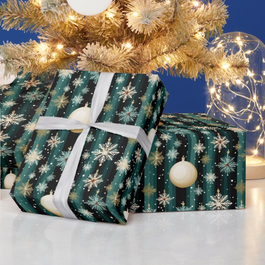 Aquamarine Schneeflocken & Dekorationen Weihnachte Geschenkpapier (Feiertage)