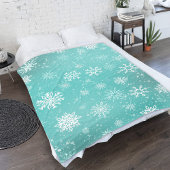 Aquamarine Schneeflocken Fleecedecke