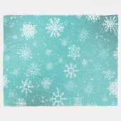 Aquamarine Schneeflocken Fleecedecke (Vorderseite (Horizontal))