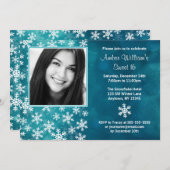 Aquamarine Schneeflocken Foto Süß 16 Einladungen (Vorne/Hinten)