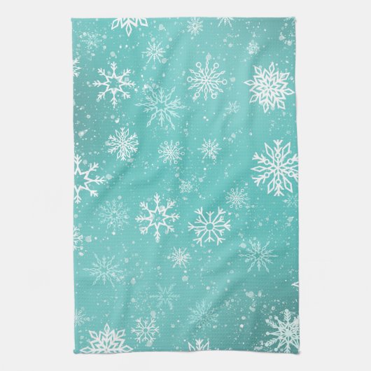 Aquamarine Schneeflocken Geschirrtuch (Vertikal)