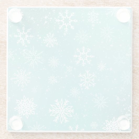 Aquamarine Schneeflocken Glasuntersetzer (Rückseite)