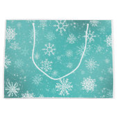 Aquamarine Schneeflocken Große Geschenktüte (Vorderseite)