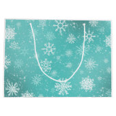 Aquamarine Schneeflocken Große Geschenktüte (Rückseite)