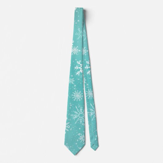 Aquamarine Schneeflocken Krawatte (Vorderseite)