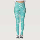 Aquamarine Schneeflocken Leggings (Vorderseite)