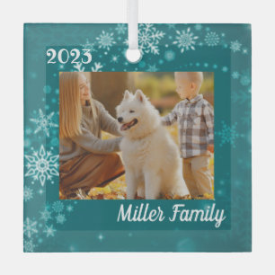 Aquamarine Schneeflocken Personalisierte Weihnacht Ornament Aus Glas