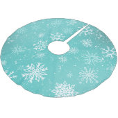 Aquamarine Schneeflocken Polyester Weihnachtsbaumdecke (Schrägansicht)