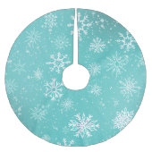 Aquamarine Schneeflocken Polyester Weihnachtsbaumdecke (Vorderseite)