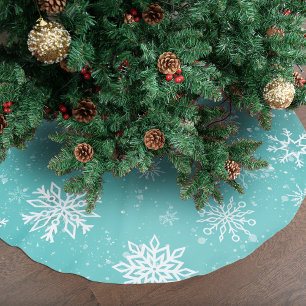 Aquamarine Schneeflocken Polyester Weihnachtsbaumdecke