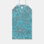 Aquamarine Schneeflocken Winterwonderland Party Geschenkanhänger (Rückseite)