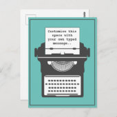 Aquamarine Schreibmaschinenbenutzerdefinierte Meld Postkarte (Vorne/Hinten)
