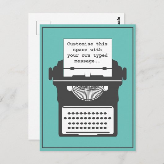 Aquamarine Schreibmaschinenbenutzerdefinierte Meld Postkarte (Vorne/Hinten)