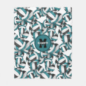 Aquamarine Schwarz-Girl-Volleyballfarben Fleecedecke (Vorderseite)