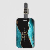 Aquamarine Schwarz-Gold-Gattung, DIY-Name und Mono Gepäckanhänger (Vorderseite Vertikal)