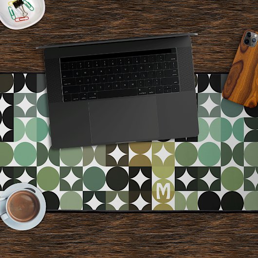 Aquamarine schwarz-graue Retro-Muster Schreibtischunterlage