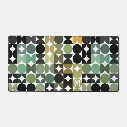 Aquamarine schwarz-graue Retro-Muster Schreibtischunterlage (Vorderseite)