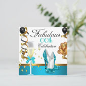 Aquamarine Schwarz-weiße goldene Fahreigenschaft Einladung (Stehend Vorderseite)