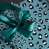 Aquamarine, schwarz-weiße Leopardruckmuster Geschenkpapier Set