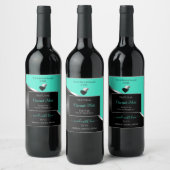 Aquamarine schwarz-weiße Silber-Niedlich-Herz-Prod Weinetikett (Flaschen)