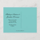 Aquamarine Schwarz-weiße Wirbel Save the Date Ankündigungspostkarte (Rückseite)