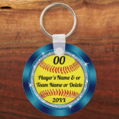 Aquamarine schwarze benutzerdefinierte Softball-Sc Schlüsselanhänger (Vorderseite)