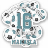 aquamarine schwarze Fußballbälle Aufkleber (Vorderseite)