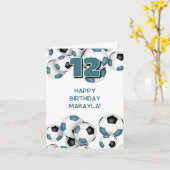 aquamarine schwarze Fußballbälle Kindersport Gebur Karte (Gelbe Blume)