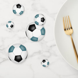 aquamarine schwarze Fußballbälle Kindersport Party Konfetti