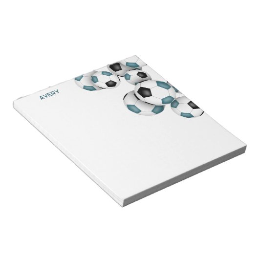 aquamarine schwarze Fußbälle Akzent individuelle N Notizblock (angewinkelt)