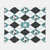 aquamarine Schwarze Fußballmannschaft Farben Raute Fleecedecke (Vorderseite (Horizontal))