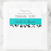 Aquamarine, schwarze Gastgeschenk Hochzeit Dankesc Rechteckiger Aufkleber (Tasche)