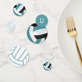 aquamarine schwarze Girls Volleyballfeiern Konfetti