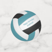 aquamarine schwarze Girls Volleyballfeiern Konfetti (Klein Vorderseite)