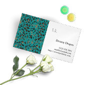 Aquamarine, schwarze, goldene und weiße Logos Magnetische Visitenkarte