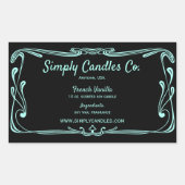 Aquamarine, schwarze Grenzkerzenjar Rechteckiger Aufkleber (Vorderseite)