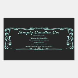 Aquamarine, schwarze Grenzkerzenjar Rechteckiger Aufkleber