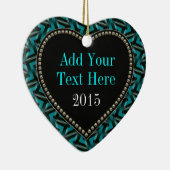 Aquamarine schwarze Herzform Verzierung Keramikornament (Rechts)