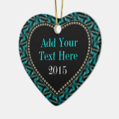 Aquamarine schwarze Herzform Verzierung Keramikornament (Links)