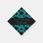 Aquamarine schwarze Kreise, anpassbare Papierservi Serviette (Ecke)