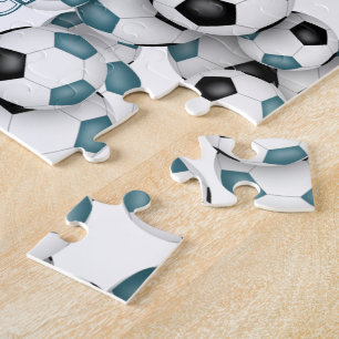 aquamarine schwarze Mannschaft färbt Jungs Fußball Puzzle