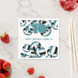 aquamarine schwarze Mannschaft - Volleyballsport Serviette