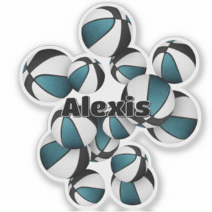 aquamarine schwarze Mannschaftsfarben Basketballsp Aufkleber