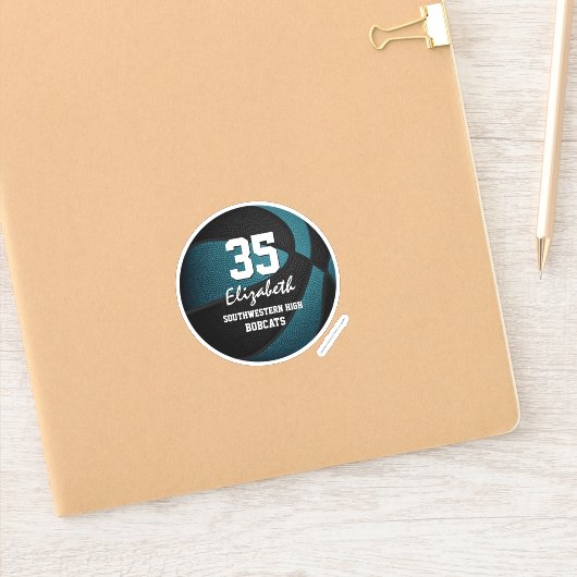 Aquamarine schwarze Mannschaftsfarben Geschenke Ju Aufkleber (Notizbuch)