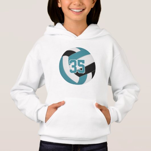 aquamarine schwarze Mannschaftsfarben Jersey-Numme Hoodie (Vorderseite)