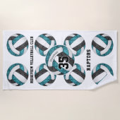 aquamarine schwarze Mannschaftsfarben Name mädchen Strandtuch (Vorderseite)